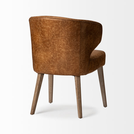 Niles 22.5L x 24.0W x 32.0H Brown Faux Leather Seat W/Brown Wooden Legs Wingback Dining Chair from Mercana - Luna Furniture