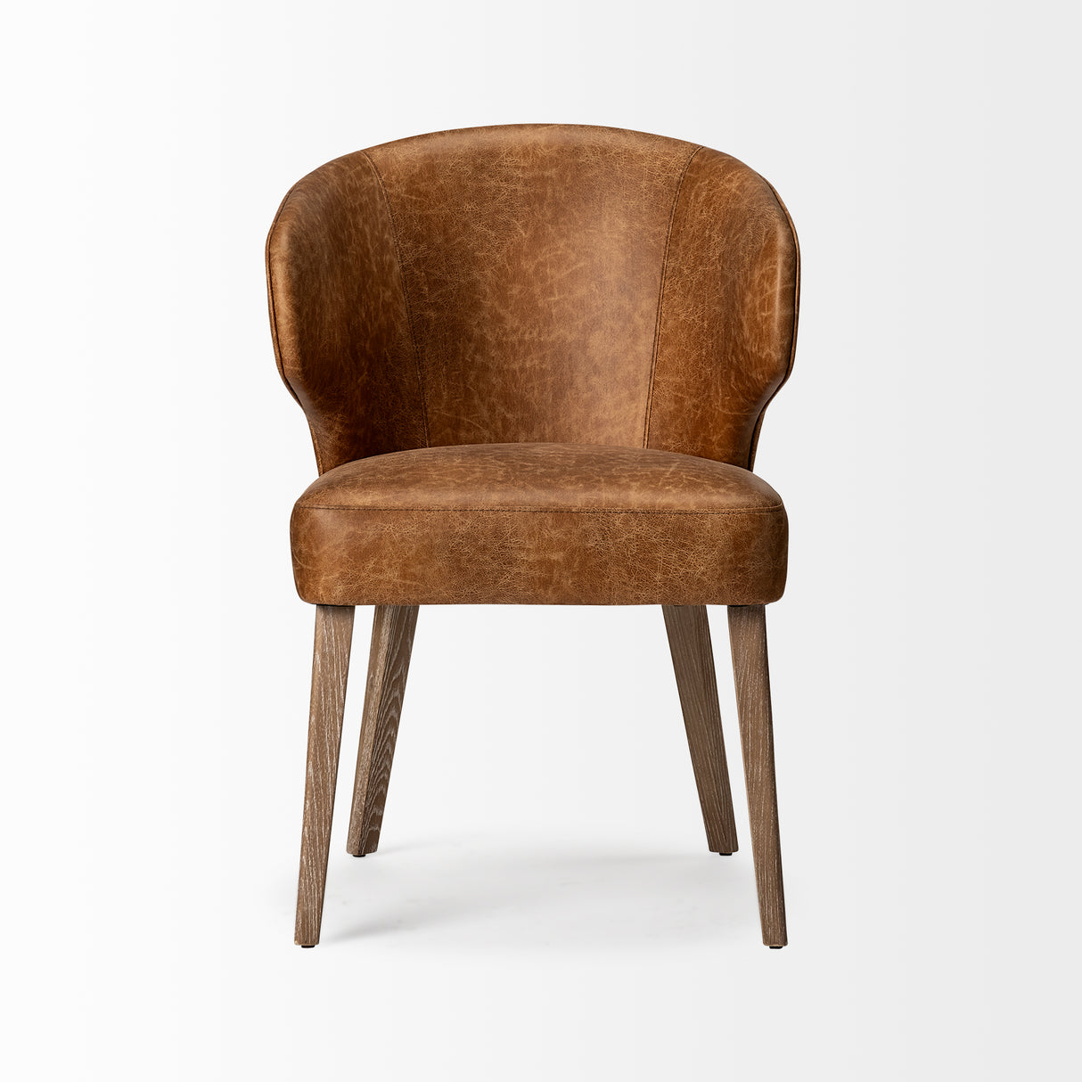 Niles 22.5L x 24.0W x 32.0H Brown Faux Leather Seat W/Brown Wooden Legs Wingback Dining Chair from Mercana - Luna Furniture