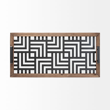 Fantuz 32L x 16W Gray Metal, Wood and Glass Serving Tray from Mercana - Luna Furniture