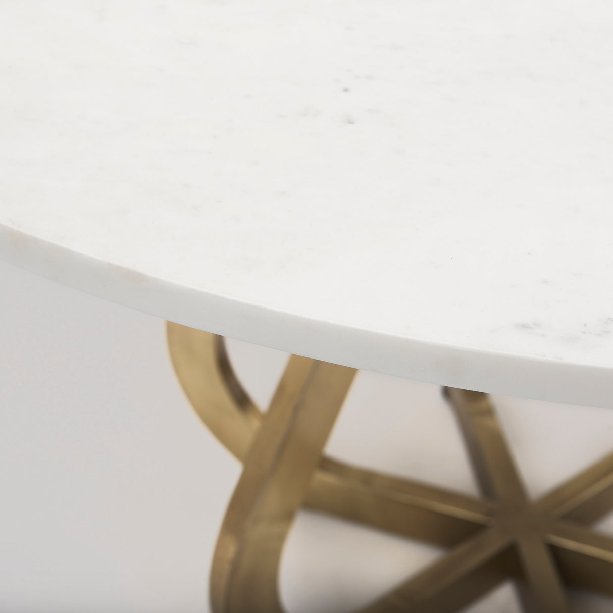 Laurent 48" Marble Top Gold Metal Base Dining Table from Mercana - Luna Furniture