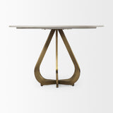 Laurent 48" Marble Top Gold Metal Base Dining Table from Mercana - Luna Furniture