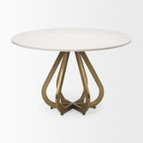 Laurent 48" Marble Top Gold Metal Base Dining Table from Mercana - Luna Furniture