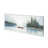 Solitude 72x30 Canoe on the Lake Original Hand Painted on Wood Oil Painting from Mercana - Luna Furniture