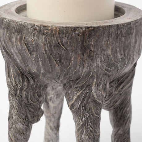 Pan Large Gray Ceramic Hoofed Table Candle Holder from Mercana - Luna Furniture