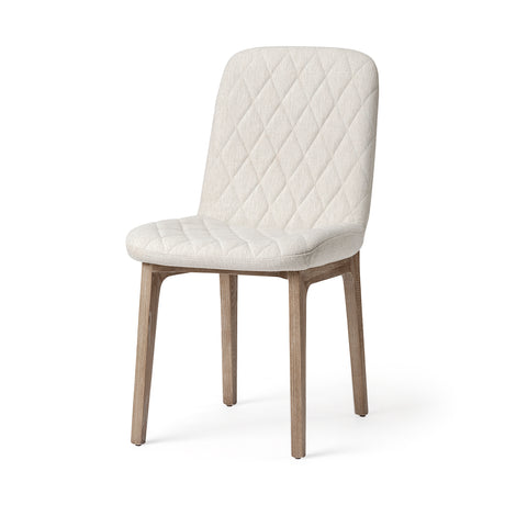 David Diamond Tuffed Cream Fabric Wrap Brown Wood Base Dining Chair, Set of 2 from Mercana - Luna Furniture