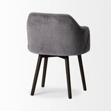 Ronald II Grey Velvet Wrap Black Wooden Base Dining Chair from Mercana - Luna Furniture