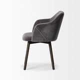 Ronald II Grey Velvet Wrap Black Wooden Base Dining Chair from Mercana - Luna Furniture