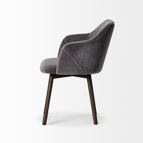 Ronald II Grey Velvet Wrap Black Wooden Base Dining Chair from Mercana - Luna Furniture