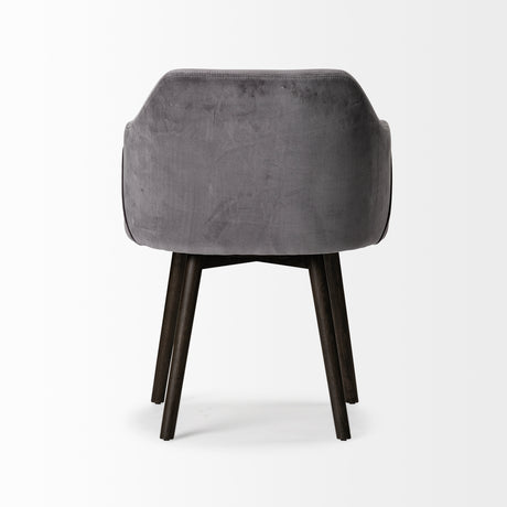 Ronald II Grey Velvet Wrap Black Wooden Base Dining Chair from Mercana - Luna Furniture