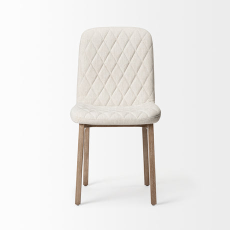 David Diamond Tuffed Cream Fabric Wrap Brown Wood Base Dining Chair, Set of 2 from Mercana - Luna Furniture