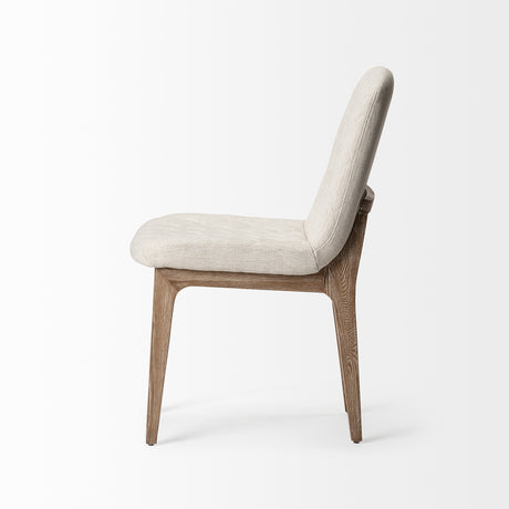 David Diamond Tuffed Cream Fabric Wrap Brown Wood Base Dining Chair, Set of 2 from Mercana - Luna Furniture