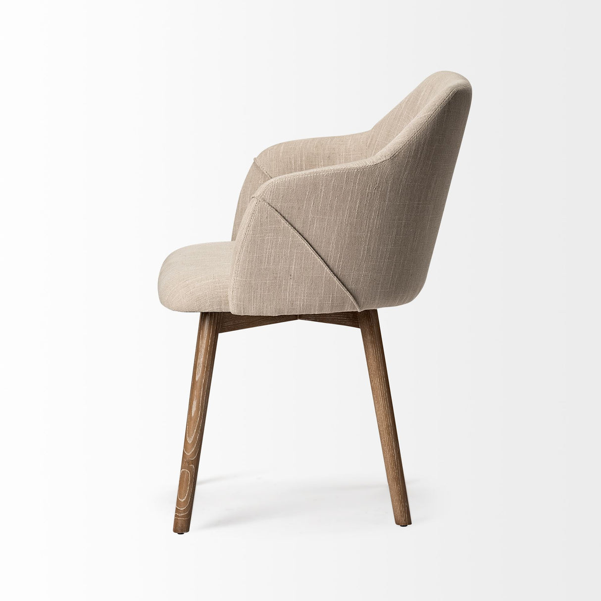 Ronald II Cream Fabric Wrap Brown Wooden Base Dining Chair from Mercana - Luna Furniture
