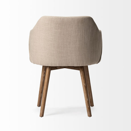 Ronald II Cream Fabric Wrap Brown Wooden Base Dining Chair from Mercana - Luna Furniture