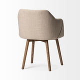 Ronald II Cream Fabric Wrap Brown Wooden Base Dining Chair from Mercana - Luna Furniture