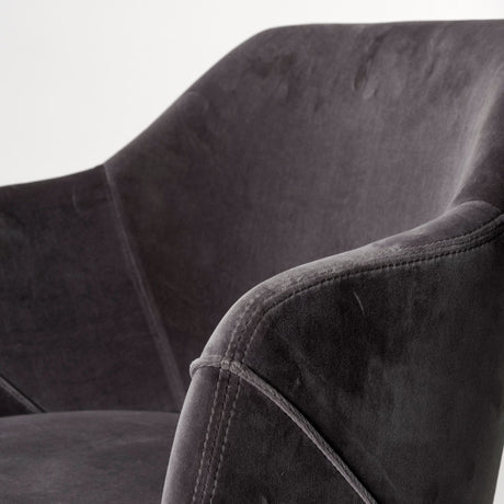 Ronald II Grey Velvet Wrap Black Wooden Base Dining Chair from Mercana - Luna Furniture