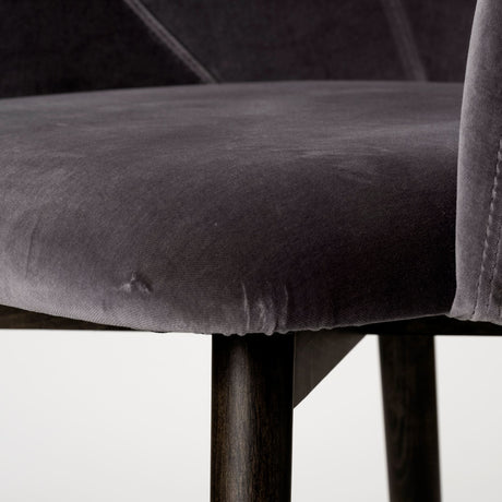 Ronald II Grey Velvet Wrap Black Wooden Base Dining Chair from Mercana - Luna Furniture
