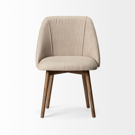 Ronald I Cream Fabric Wrap Brown Wooden Base Dining Chair, Set of 2 from Mercana - Luna Furniture