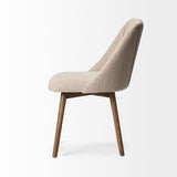 Ronald I Cream Fabric Wrap Brown Wooden Base Dining Chair, Set of 2 from Mercana - Luna Furniture