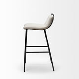 Kavalan 33.5" Total Height Beige Upholstered Seat Gray Metal Frame Counter Stool from Mercana - Luna Furniture