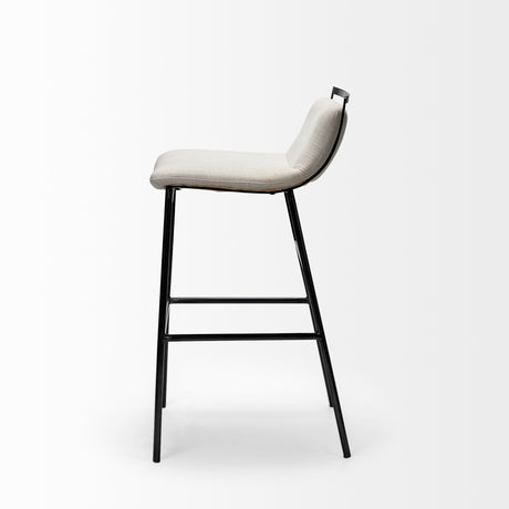 Kavalan 33.5" Total Height Beige Upholstered Seat Gray Metal Frame Counter Stool from Mercana - Luna Furniture