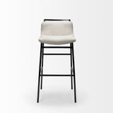 Kavalan 33.5" Total Height Beige Upholstered Seat Gray Metal Frame Counter Stool from Mercana - Luna Furniture