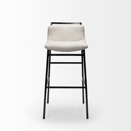 Kavalan 33.5" Total Height Beige Upholstered Seat Gray Metal Frame Counter Stool from Mercana - Luna Furniture