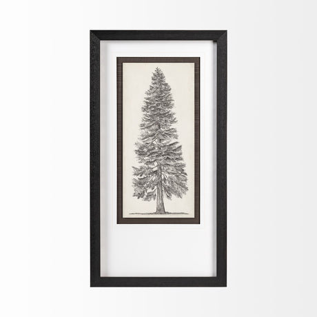 Pacific North West Tree Sketch I by Melissa Wang Hand Embellished Framed Art Print Matted under Glas from Mercana - Luna Furniture