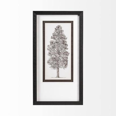 Pacific North West Tree Sketch III Melissa Wang Hand Embellished Framed Art Print Matted under Glass from Mercana - Luna Furniture