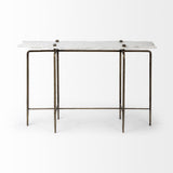 Pinera III 49L x 17W White Marble Top Gold-Toned Iron Base Console Table from Mercana - Luna Furniture