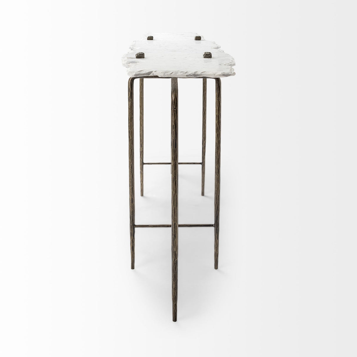 Pinera III 49L x 17W White Marble Top Gold-Toned Iron Base Console Table from Mercana - Luna Furniture