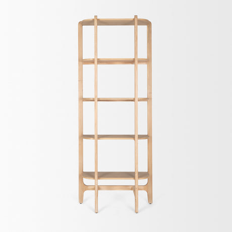 Taylin Light Brown Solid Wood Open Bookshelf from Mercana - Luna Furniture