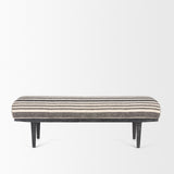 Shae Black Wood w/ Black and Cream Upholstered Bench from Mercana - Luna Furniture