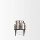 Shae Black Wood w/ Black and Cream Upholstered Bench from Mercana - Luna Furniture