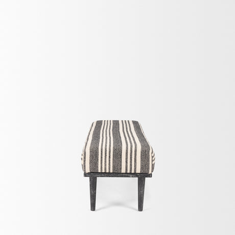 Shae Black Wood w/ Black and Cream Upholstered Bench from Mercana - Luna Furniture