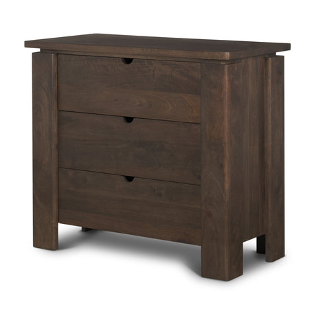 Wallen Solid Dark Brown Wood 3 Drawer Accent Cabinet from Mercana - Luna Furniture
