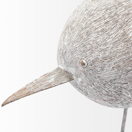 Snipe II 6L x 6W Off-White Resin Bird Ornament W/ Metal Feet from Mercana - Luna Furniture