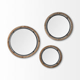 Josi 28" Brown Wood and Black Metal Frame Mirror from Mercana - Luna Furniture