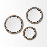 Josi 24" Brown Wood and Black Metal Frame Mirror from Mercana - Luna Furniture