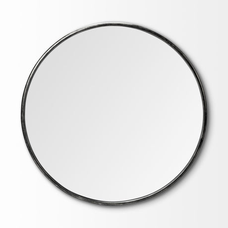 Piper 47.2L x 1.0W x 47.2H Large Black Metal Round Wall Mirror from Mercana - Luna Furniture