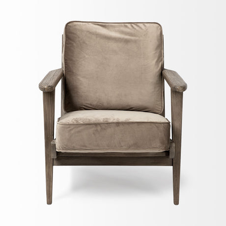 Olympus II Brown Velvet Covered Wooden Frame Accent Chair from Mercana - Luna Furniture