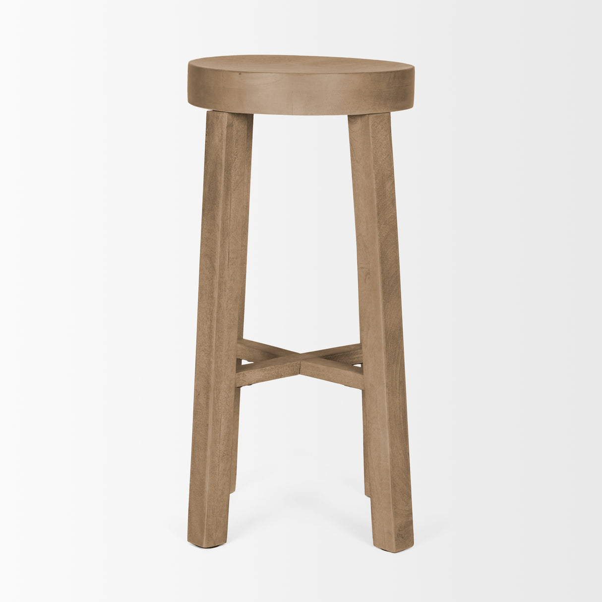 Brahma 30" Total Height White Washed Wood Stool from Mercana - Luna Furniture