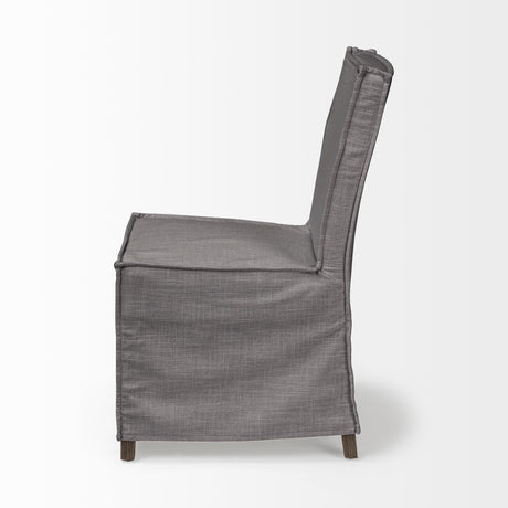 Elbert I Grey Fabric Slip-Cover Brown Wooden Base Dining Chair, Set of 2 from Mercana - Luna Furniture
