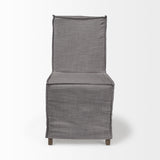 Elbert I Grey Fabric Slip-Cover Brown Wooden Base Dining Chair, Set of 2 from Mercana - Luna Furniture