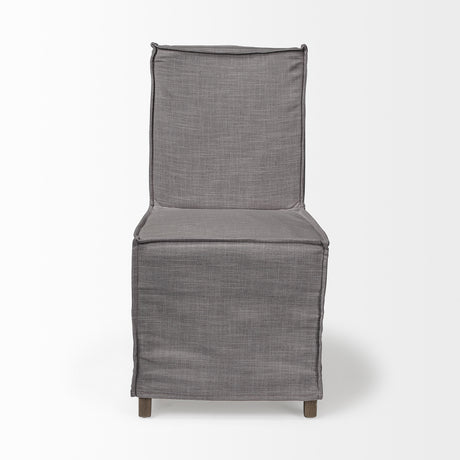Elbert I Grey Fabric Slip-Cover Brown Wooden Base Dining Chair, Set of 2 from Mercana - Luna Furniture