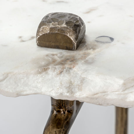 Pinera III 49L x 17W White Marble Top Gold-Toned Iron Base Console Table from Mercana - Luna Furniture