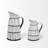 Lome Large White/Black Patterned Ceramic Water Pitcher from Mercana - Luna Furniture