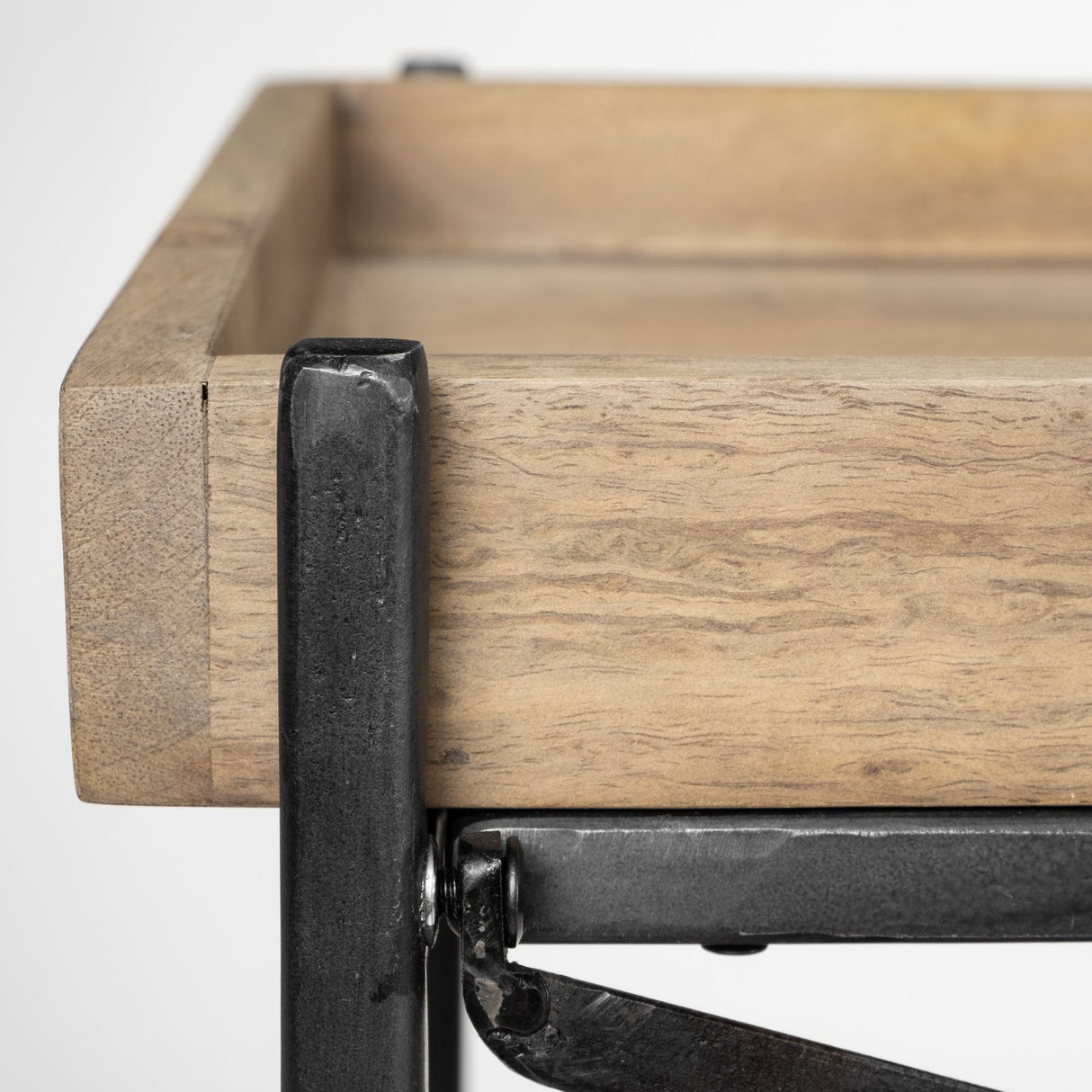 Trey I 80L x 16W Brown Wood and Black Iron Console Table from Mercana - Luna Furniture