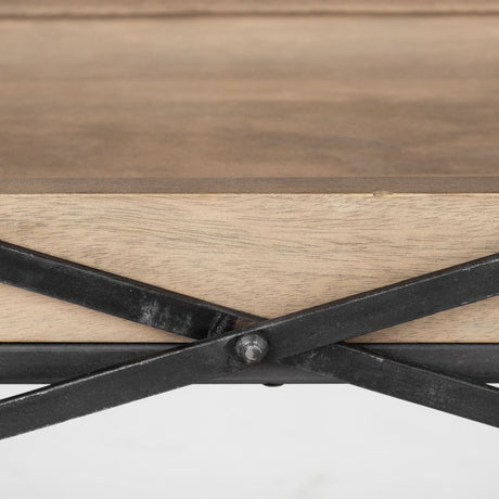 Trey I 80L x 16W Brown Wood and Black Iron Console Table from Mercana - Luna Furniture
