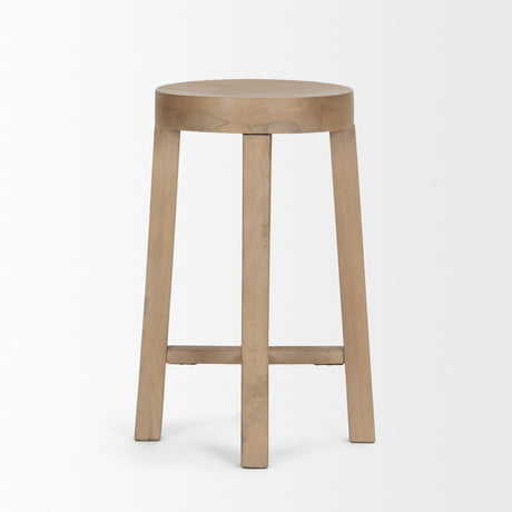 Brahma 26" Total Height White Washed Wood Stool from Mercana - Luna Furniture
