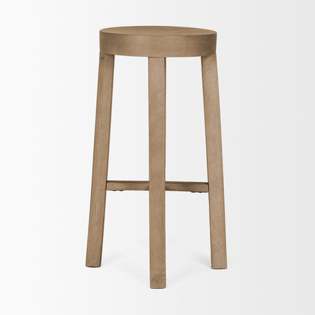 Brahma 30" Total Height White Washed Wood Stool from Mercana - Luna Furniture